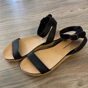 Lucky Brand Black Ankle-Strap Espadrille-Style Sandals